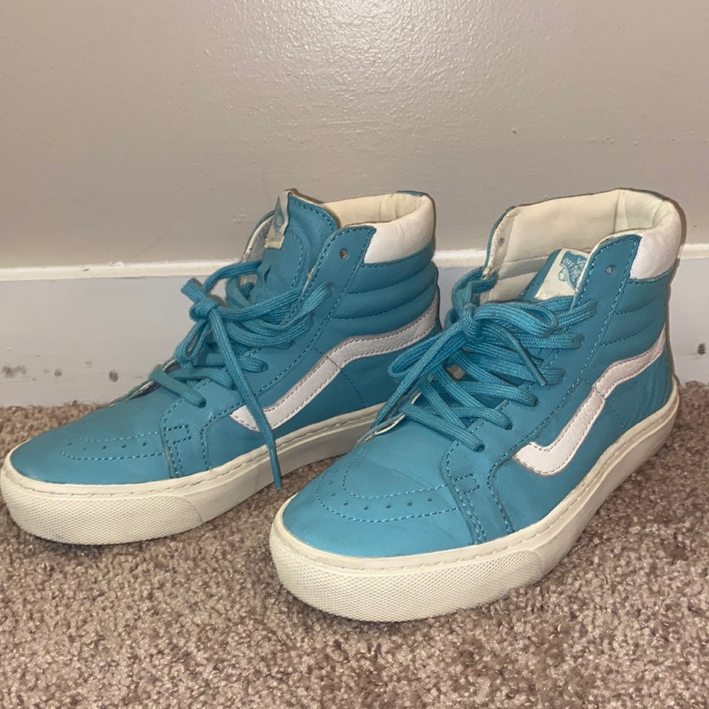 Gently used blue leather vans! Women’s size 6.0